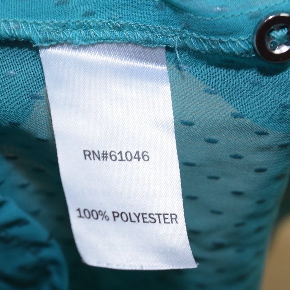 VANITY Women's Sz M Teal Chiffon BLOUSE - Picture 4 of 5